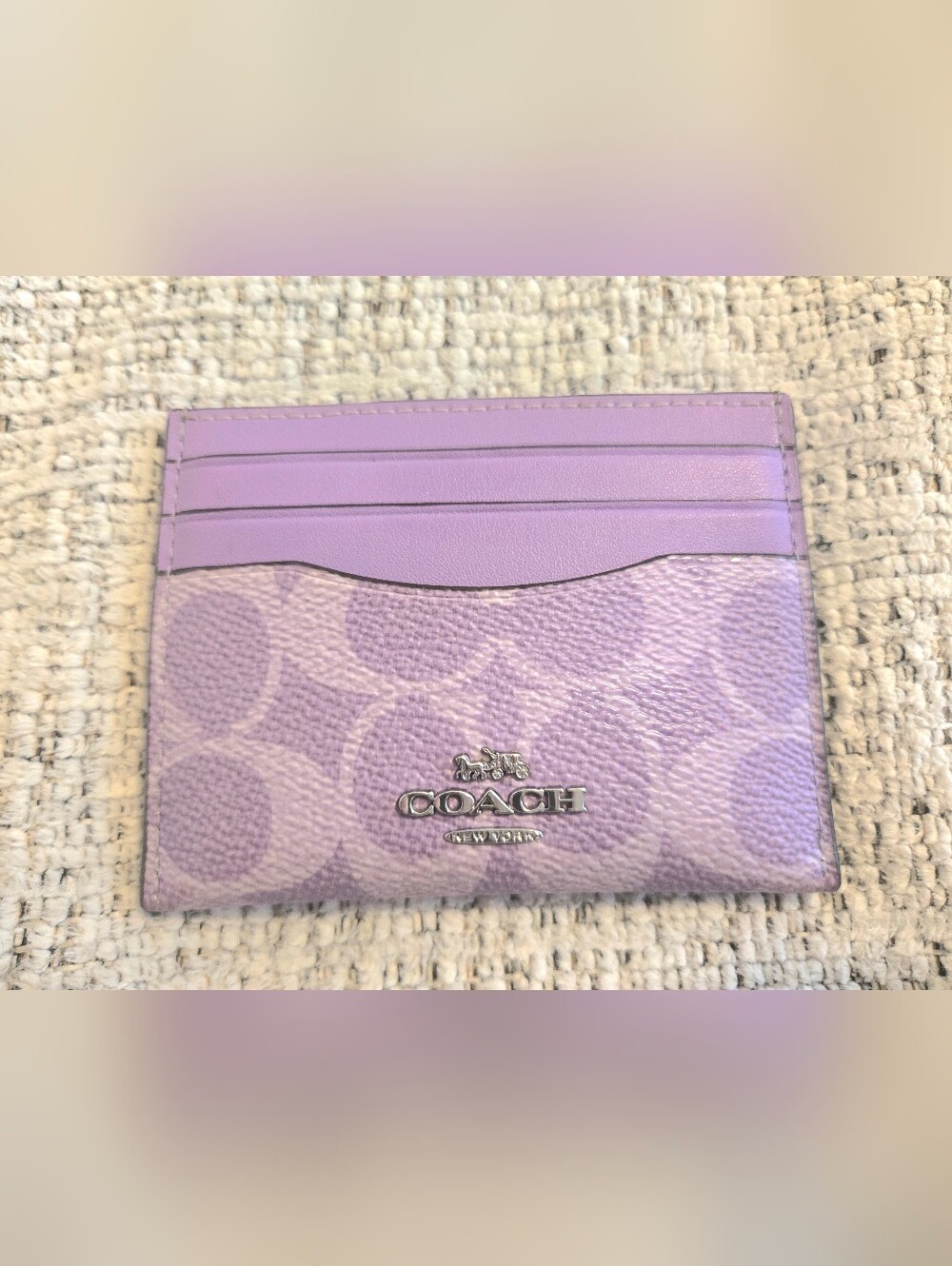 Coach Purple Signature Card Case - Picture 2 of 5